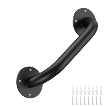 Imagem de GORWARE Corrimão de escada interna, corrimão de escada de tubo de 3 m, capacidade de carga de 200 kg, trilho de mão de ferro galvanizado preto, corrimão de escada de metal montado na parede industrial