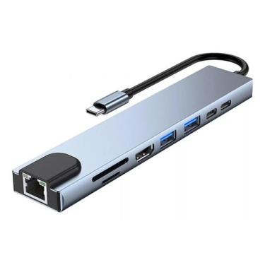 Imagem de Adaptador Hub Para TIPO-C 8 Em 1 Usb-c Hdmi 4k