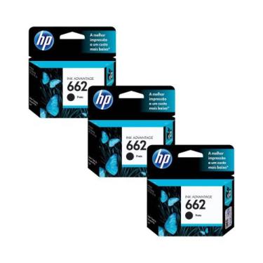 Imagem de Kit com 3 cartuchos HP 662 Preto 2ml - CZ103AB