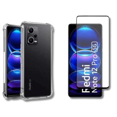 Imagem de Capa Capinha Case Anti Shock Transparente + Película De Vidro 3D Tela Toda Para Xiaomi (Redmi Note 12 Pro/Note 12 Pro Plus)