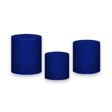 Imagem de Trio de Capas de Cilindro - Efeito Glitter Azul Escuro 096 - Via Cores