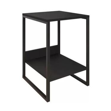 Imagem de Mesa Cabeceira Industrial Preta  Base Ferro Preto - JD BELLA ARTE