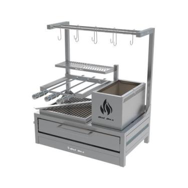 Imagem de Churrasqueira De Bancada Parrilla Inox Com espetos e Grelha Uruguaia e