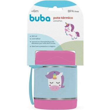 Imagem de Pote Termico Infantil Bebe AÇO INOX C/ Colher Animais Buba, 320ml, Azu