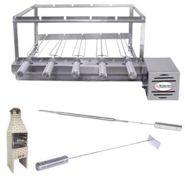 Imagem de Brasa Grill Tradicional Gira 5 Espetos para Churrasqueira Pré Moldada 