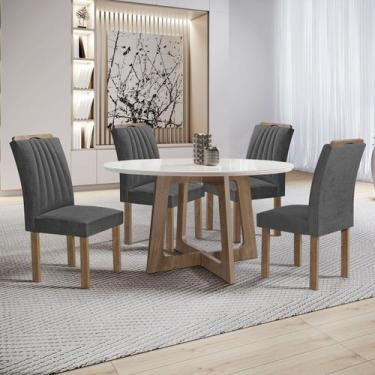 Imagem de Mesa de Jantar 4 Lugares Arizona com Vidro Chocolate/Off White/Cinza 2