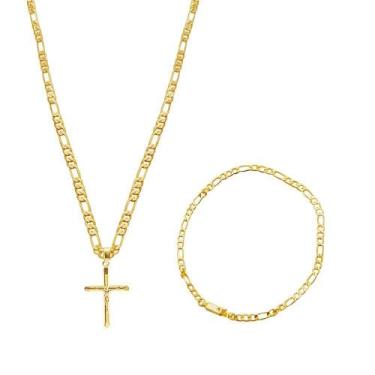 Imagem de Corrente Cordão Masculino 60Cm + Pingente Crucifixo + - Mimoo Jóias