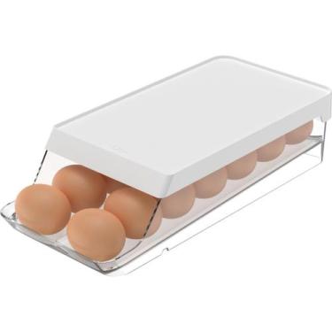 Imagem de Porta Ovos Organizador Geladeira Pote Cozinha Roll Clear Fresh P/ 14 O
