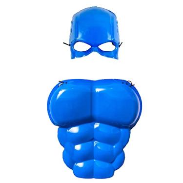 Imagem de Fantasia Infantil Super Heroi Kit Máscara e Peitoral Musculo (Azul)
