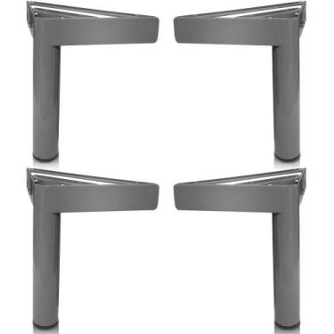 Imagem de Conjunto Kit 4 Pés 18cm Em Aço Para Móveis Sofá Armário Gabinete Para 
