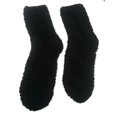 Imagem de kit 2 pares Meia Pelúcia Feminino Inverno lisa Quentinha Proteção Frio