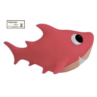 Imagem de Little Shark Rosa Mister Brinque Tubarao de Vinil Macio Leve Divertido