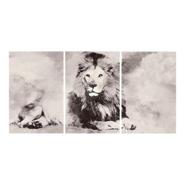 Imagem de Conjunto Quadro Leão Decoração 3 Pecas Quarto Sala Mosaico - NEYRAD
