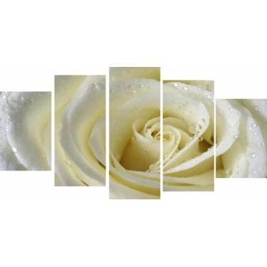 Imagem de Painel De Quadro Mosaico 5 Partes Pa Sala,quarto Rosa Branca - Paradec