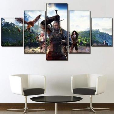 Imagem de Quadros Decorativos The Witcher 3 Selvagem Mosaico 5 Peças - NEYRAD