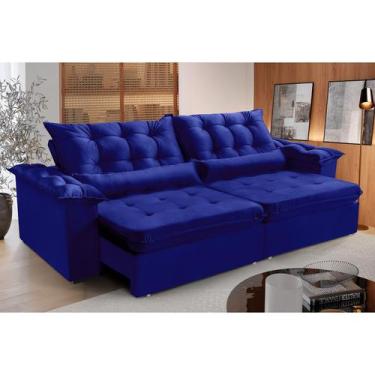 Imagem de Sofá 4 Lugares LISBOA 2,60 Metros Azul Retrátil Reclinável com molas e