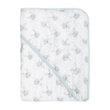 Imagem de Toalha com capuz para bebê fralda soft coelhinho cinza - Era Uma Vez
