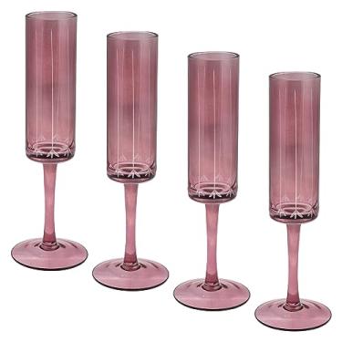 Imagem de Karma Presentes, vidro de flauta vintage, arando gravado, conjunto de quatro