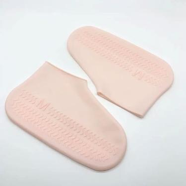Imagem de SPLANDIN Capas de sapato impermeáveis para crianças, mulheres e homens. Capas de chuva de silicone reutilizáveis à prova de poeira e antiderrapantes, sustentáveis e livres de BPA. Protetores de galochas (rosa, grande (9,5-12))