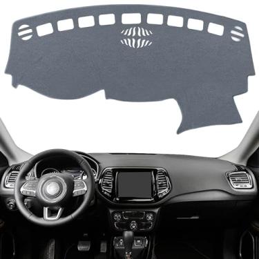 Imagem de KEYOOG Capa de painel compatível com Je-ep Compass 2021-2017 (código de corpo MP, sem modelos HUD), tapete antirreflexo, protetor solar antiderrapante (cinza)