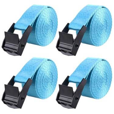Imagem de TRIWONDER Alças de amarração, correias de amarração, correias de nylon, cintos resistentes para bagagem, mala, embalagem, carga, frete (01# azul claro - 4 pacotes, 16 cm)