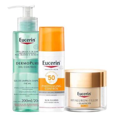 Imagem de Eucerin Kit - Gel de Limpeza + Creme Facial Anti-idade + Protetor Sola