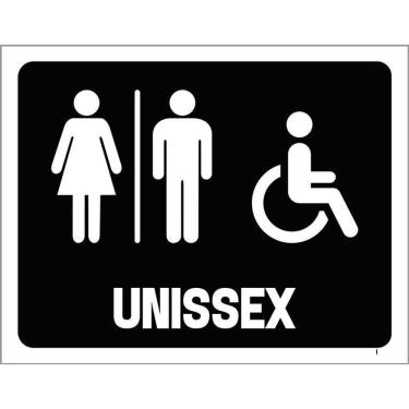 Imagem de Placa De Banheiro Masculino Feminino Unissex  36X46 