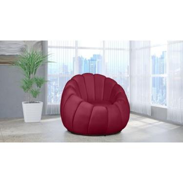 Imagem de Poltrona Decorativa Concha Giratória Veludo Vermelho - LM DECOR