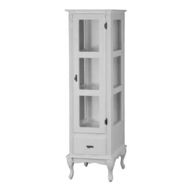 Imagem de Torre Vitrine 165x50cm -Espelho, 1 Porta+1 Gaveta, Prateleiras em Made