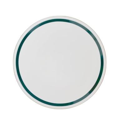 Imagem de Prato Sobremesa Porcelana Filete Ouro Legacy 19cm 6un L`Hermitage (Branco Com Borda Verde e Dourada)