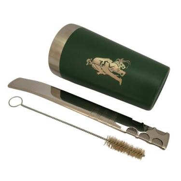 Imagem de Kit tereré copo cuia térmico parede dupla de inox 500ml verde + bomba 