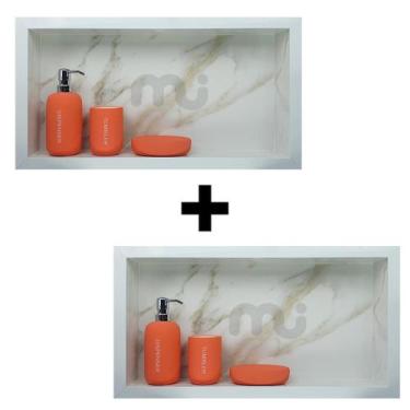 Imagem de 2x Nicho De Porcelanato Banheiro Carrara Porta Shampoo Único que Não E
