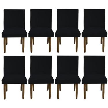 Imagem de Kit 08 Cadeiras Para Sala De Jantar Tóquio Pés palito Suede Preto - D'