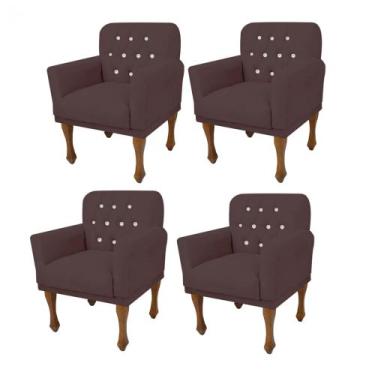 Imagem de Kit 04 Poltrona Cadeira Decorativa  Mona Luxo com Strass Sala de Estar