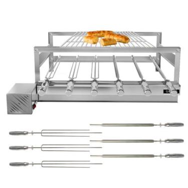 Imagem de Churrasqueira Giratória Grill Inox Gira Soft Grill 6 Espetos + Grelha 