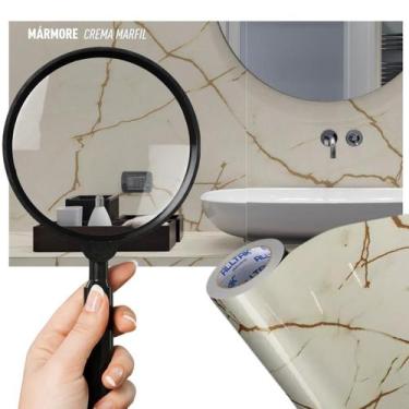 Imagem de Adesivo Marmore Bege Com Dourado Cozinha Envelopamento 2x60 - ALLTAK D