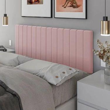 Imagem de Cabeceira Suspensa Cama Box Casal LUNA Suede 160x55 - CASA HP, Rosa