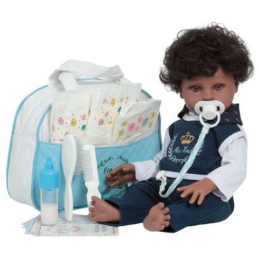 Imagem de Bebê Reborn Negro Realista 46cm Enxoval Completo Com Bolsa - Cegonha R