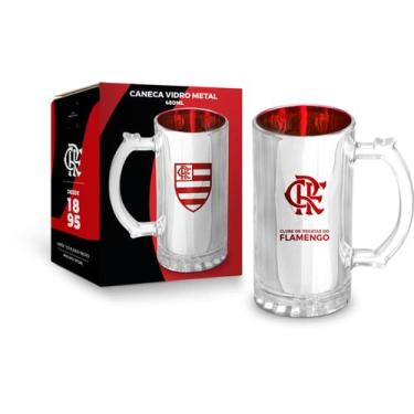 Imagem de Caneca vidro metalic times - flamengo - brasfoot