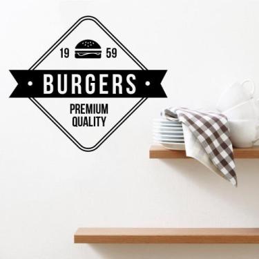 Imagem de Adesivo Decorativo Logo Hamburgueria Retrô Cozinha Restaurante Food Tr