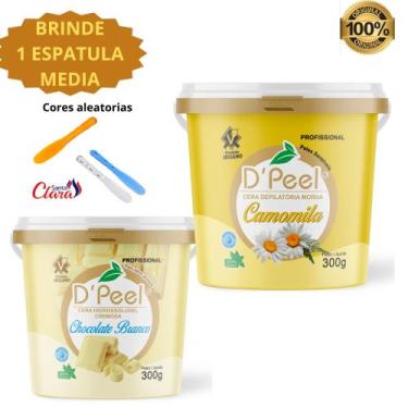 Imagem de Kit 2 Cera Depilação Profissional Dpeel Pote 300 Gramas + 1 Espátula A