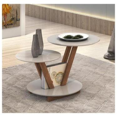 Imagem de Mesa De Centro Apoio Lateral Redonda Dois Níveis Madeira - DMOB, Off W