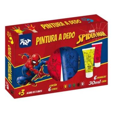 Imagem de Pintura A Dedo Infantil Homem Aranha Material 6 Cores Escolar Dac