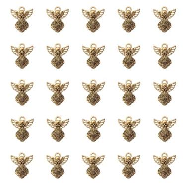 Imagem de Ruwado 30 peças pingentes de anjo vintage prata metal bonito 26 x 23 mm pingentes vintage para fazer joias faça você mesmo kit colar pulseira brinco chaveiro artesanato suprimentos de scrapbooking, Prata, Sem Pedra Preciosa