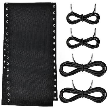 Imagem de M MAIUS Tecido de substituição para cadeira Zero Gravity, tecido antigravidade para cadeira com 4 peças de substituição de cordões de renda, acessórios para cadeira de gravidade, cadeira reclinável elástica para pátio (preto-17)
