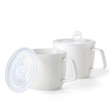 Imagem de Adewnest Tigela de sopa de cerâmica com tampa: tigela de sopa segura para micro-ondas com alça para sobras de ramen de cereais - caneca de sopa extra grande para micro-ondas para café da manhã almoço