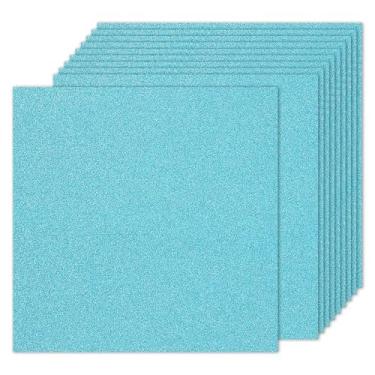 Imagem de PATIKIL 10 folhas de papel cartolina azul claro com glitter, 30,5 x 30,5 cm, 250 g/m², papel quadrado brilhante, para artesanato, cartões, projetos de arte faça-você-mesmo, festas de casamento