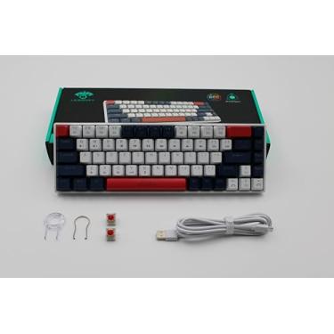 Imagem de Bittek Teclado mecânico branco azul vermelho 68 teclas – retroiluminação RGB, interruptores vermelhos (linear)