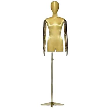 Imagem de Multiuso Manequim de Superfície de Cetim de Seda Espuma Sólida Meio Corpo de Manequim Feminino Altura Ajustável Corpo de Manequim Com Forma de Vestido de Suporte Janela