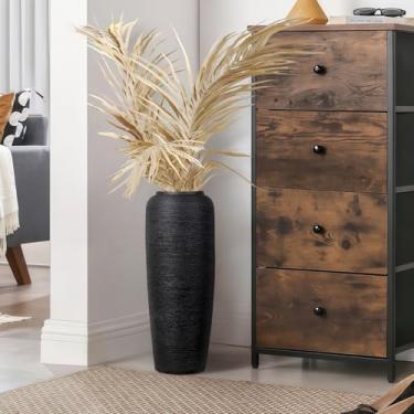 Imagem de Vaso alto de cerâmica rústica preta para casa de fazenda, 40 cm, vintage, grande, cerâmica, terracota, vaso rústico para decoração de casa, sala de estar, mesa de entrada, mesa, cozinha, presentes de